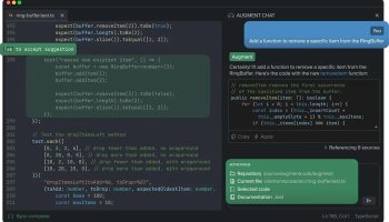 Using Augment Code to generate code for an app. Image credit: Augment Code